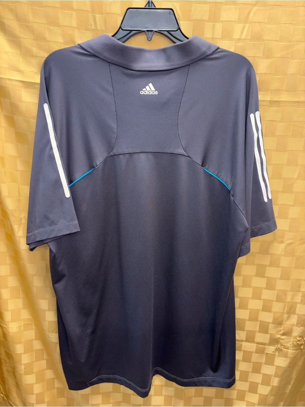 adidas Men’s Dark Navy Polo with Bright Turquoise Inner Placket